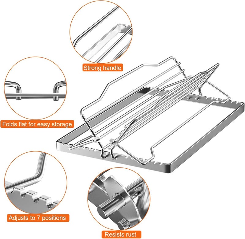BQMAX Adjustable Turkey Chicken Roasting Rack, Universal Rib Roasting Rack, V-Shaped Turkey Roasting Rack - Image 5
